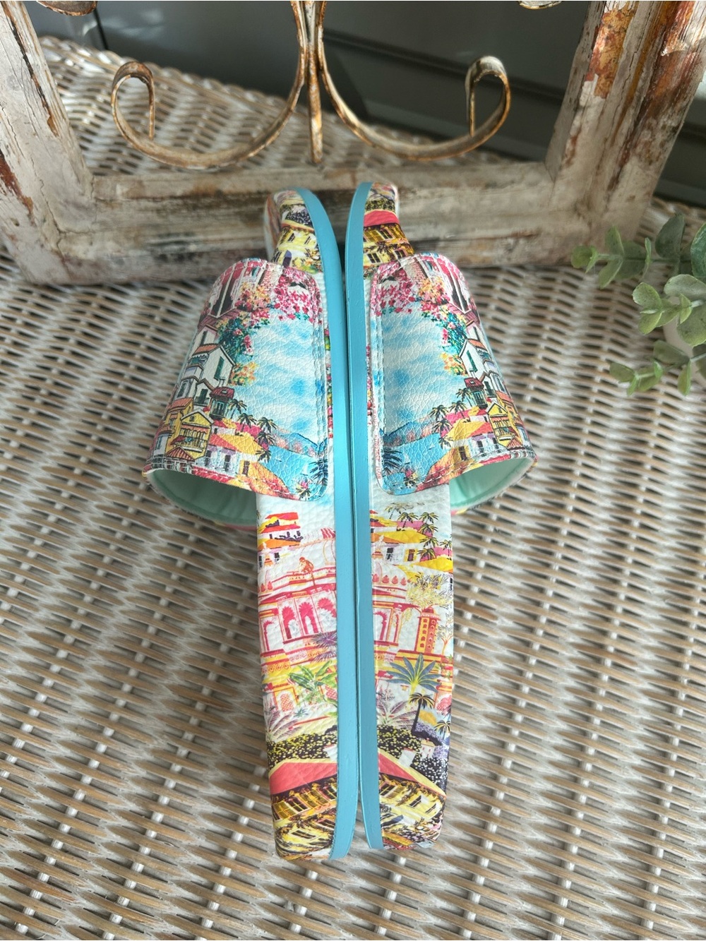 Johnny Was Cannes Pool Slides Mediterranean seaside artwork Rare, sold-out - Picture 5 of 7
